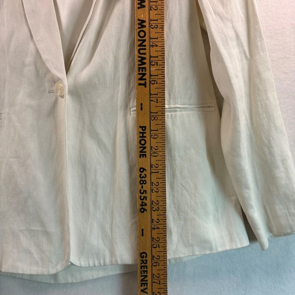 Vince Womens Off White Linen Blend Shawl Collar Single Button Blazer Size 8